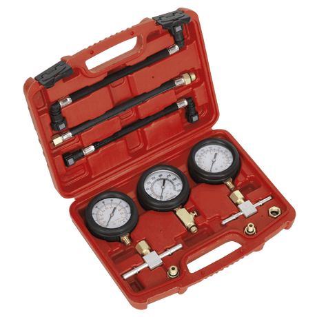 Sealey MS100 Motorcycle Compression & Fuel Pressure Gauge Set 3pc - MS100 - Sealey Tools UK - Workshop Tool Storage