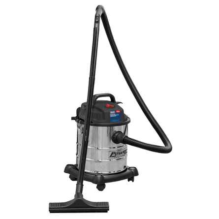 Sealey PC195SD Vacuum Cleaner Wet & Dry 20L 1200W/230V Stainless Drum - PC195SD - Sealey Tools UK - Workshop Tool Storage