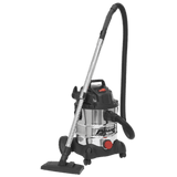 Sealey PC200SD 20L Wet & Dry Industrial Vacuum Cleaner 1250W Stainless Drum - PC200SD - Sealey Tools UK - Workshop Tool Storage
