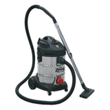 Sealey PC300SD 30L Wet & Dry Industrial Vacuum Cleaner 1400W Stainless Drum - PC300SD - Sealey Tools UK - Workshop Tool Storage