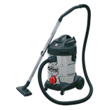 Sealey PC300SD 30L Wet & Dry Industrial Vacuum Cleaner 1400W Stainless Drum - PC300SD - Sealey Tools UK - Workshop Tool Storage