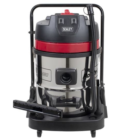 Sealey PC460 Vacuum Cleaner Wet & Dry Stainless Steel Drum 60L - 2400W/230V - PC460 - Sealey Tools UK - Workshop Tool Storage