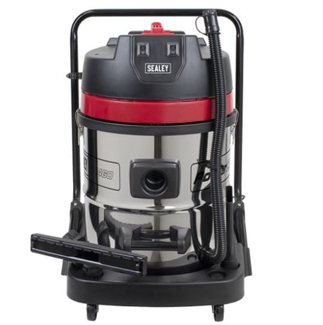 Sealey PC460 Vacuum Cleaner Wet & Dry Stainless Steel Drum 60L - 2400W/230V - PC460 - Sealey Tools UK - Workshop Tool Storage