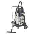 Sealey PC477 Vacuum Cleaner Industrial Wet & Dry 77L Stainless Steel Drum with Swivel Emptying 2400W - PC477 - Sealey Tools UK - Workshop Tool Storage