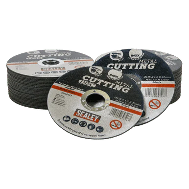 Sealey PTC/115CT50 Cutting Disc Pack of 50 115 x 1.6mm 22mm Bore - PTC/115CT50 - Sealey Tools UK - Workshop Tool Storage