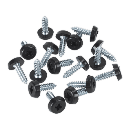 Sealey PTNP3 Numberplate Screw Plastic Enclosed Head 4.8 x 18mm Black Pack of 50 - PTNP3 - Sealey Tools UK - Workshop Tool Storage