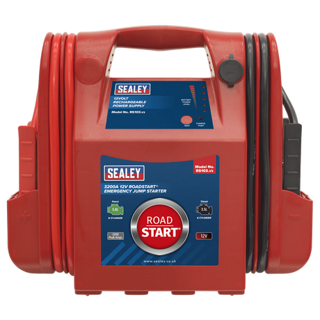 Sealey RS103 RoadStart Emergency Power Pack 12V 3200 Peak Amps - Mobile Power Systems - SLY-12950 - Sealey Tools UK - Workshop Tool Storage
