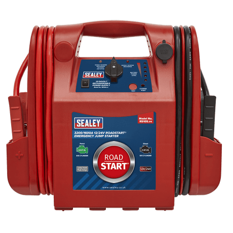 Sealey RS105 RoadStart Emergency Power Pack 12/24V 3200/1600 Peak Amps - Mobile Power Systems - SLY-12952 - Sealey Tools UK - Workshop Tool Storage