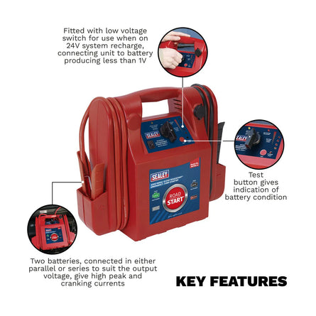 Sealey RS105 RoadStart Emergency Power Pack 12/24V 3200/1600 Peak Amps - Mobile Power Systems - SLY-12952 - Sealey Tools UK - Workshop Tool Storage