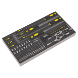 Sealey S01132 Tool Tray with Tap & Die, File & Caliper Set 48pc - S01132 - Sealey Tools UK - Workshop Tool Storage