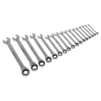 Sealey S01156 Combination Ratchet Spanner Set 17pc Metric - S01156 - Sealey Tools UK - Workshop Tool Storage