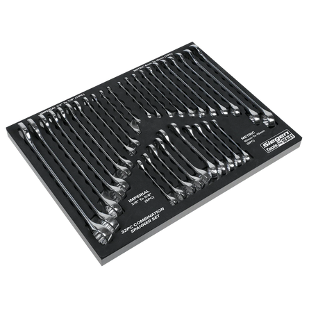 Sealey S01239 Combination Spanner Set 32pc - Metric/Imperial - S01239 - Sealey Tools UK - Workshop Tool Storage