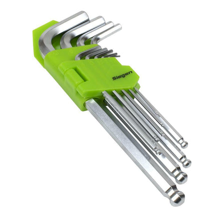 Sealey S01260 Hey Key Set Ball - End Long 9pc - Metric - S01260 - Sealey Tools UK - Workshop Tool Storage