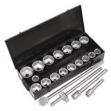 Sealey S0768 Socket Set 21pc 1"Sq Drive 6pt WallDrive® Metric - S0768 - Sealey Tools UK - Workshop Tool Storage