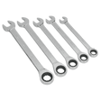 Sealey S0985 Combination Ratchet Spanner Set 5pc Metric - S0985 - Sealey Tools UK - Workshop Tool Storage