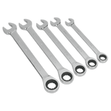 Sealey S0985 Combination Ratchet Spanner Set 5pc Metric - S0985 - Sealey Tools UK - Workshop Tool Storage