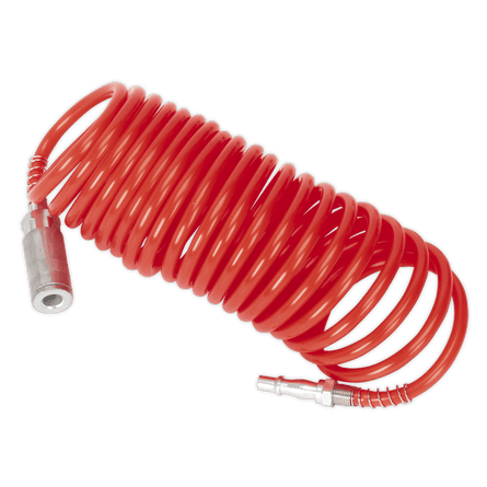 Sealey SA305 PE Coiled Air Hose 5m x 5mm with Couplings - SA305 - Sealey Tools UK - Workshop Tool Storage