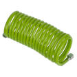 Sealey SA335G PE Coiled Air Hose 5m x 5mm with 1/4"BSP Unions - Green - SA335G - Sealey Tools UK - Workshop Tool Storage
