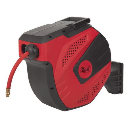 Sealey SA822 Air Hose Reel Auto - Rewind Control 15m 10mm ID - Rubber Hose - SA822 - Sealey Tools UK - Workshop Tool Storage