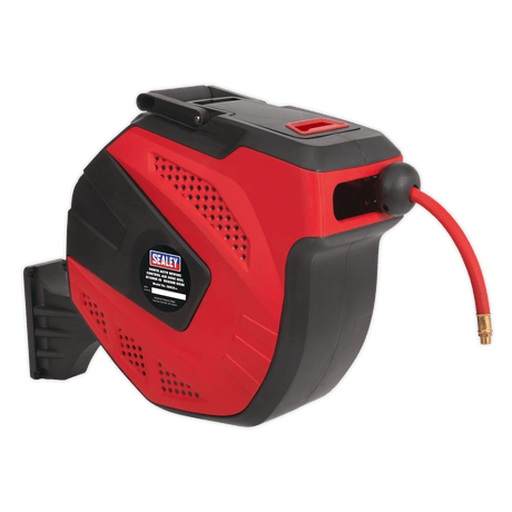 Sealey SA824 Air Hose Reel Auto - Rewind Control 30m 10mm ID - Rubber Hose - SA824 - Sealey Tools UK - Workshop Tool Storage