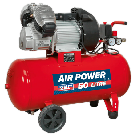 Sealey SAC05030 Compressor 50ltr V - Twin Direct Drive 3hp - Direct Drive - SLY-15723 - Sealey Tools UK - Workshop Tool Storage