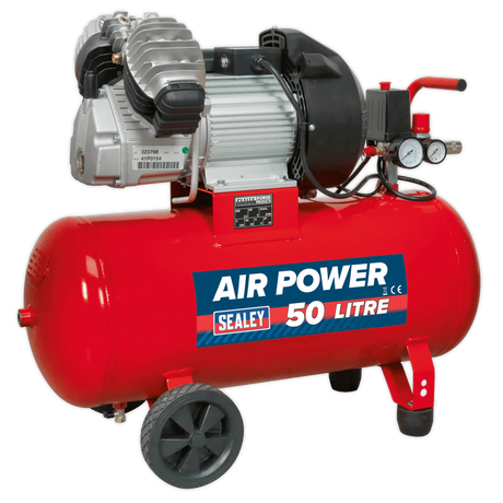 Sealey SAC05030 Compressor 50ltr V - Twin Direct Drive 3hp - Direct Drive - SLY-15723 - Sealey Tools UK - Workshop Tool Storage
