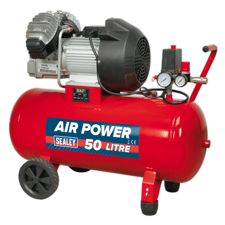 Sealey SAC05030 Compressor 50ltr V - Twin Direct Drive 3hp - Direct Drive - SLY-15723 - Sealey Tools UK - Workshop Tool Storage