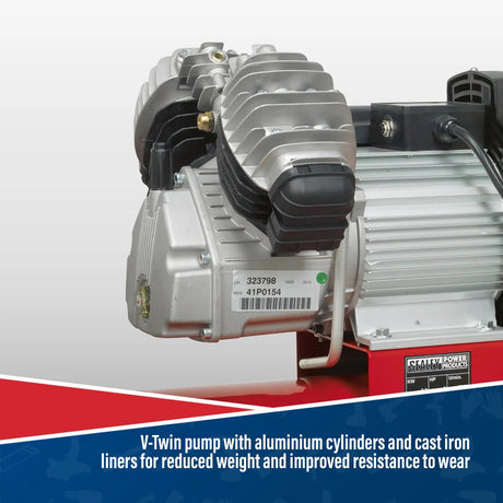 Sealey SAC05030 Compressor 50ltr V - Twin Direct Drive 3hp - Direct Drive - SLY-15723 - Sealey Tools UK - Workshop Tool Storage