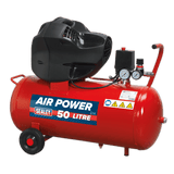 Sealey SAC05030F Air Compressor 50L V - Twin Direct Drive 3hp Oil Free - SAC05030F - Sealey Tools UK - Workshop Tool Storage
