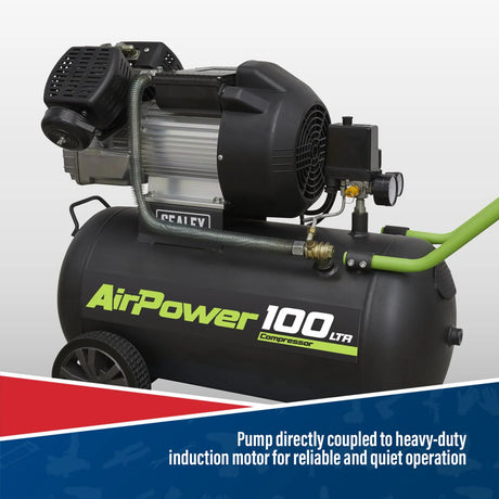 Sealey SAC10030VE Compressor 100ltr V - Twin Direct Drive 3hp - Direct Drive - SLY-18904 - Sealey Tools UK - Workshop Tool Storage