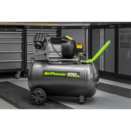 Sealey SAC10030VE Compressor 100ltr V - Twin Direct Drive 3hp - Direct Drive - SLY-18904 - Sealey Tools UK - Workshop Tool Storage