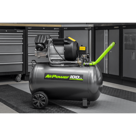 Sealey SAC10030VE Compressor 100ltr V - Twin Direct Drive 3hp - Direct Drive - SLY-18904 - Sealey Tools UK - Workshop Tool Storage