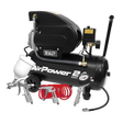 Sealey SAC2420APK Air Compressor 24L Direct Drive 2hp with 4pc Air Accessory Kit - SAC2420APK - Sealey Tools UK - Workshop Tool Storage