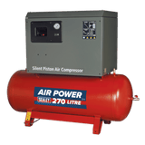 Sealey SAC42755BLN Air Compressor 270L Belt Drive 5.5hp 3ph 2 - Stage with Cast Cylinders Low Noise - SAC42755BLN - Sealey Tools UK - Workshop Tool Storage