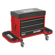 Sealey SCR18R Mechanic's Utility Seat & Toolbox - Red - SCR18R - Sealey Tools UK - Workshop Tool Storage