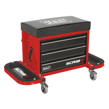 Sealey SCR18R Mechanic's Utility Seat & Toolbox - Red - SCR18R - Sealey Tools UK - Workshop Tool Storage