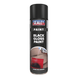 Sealey SCS025 Black Gloss Paint 500ml Pack of 6 - SCS025 - Sealey Tools UK - Workshop Tool Storage
