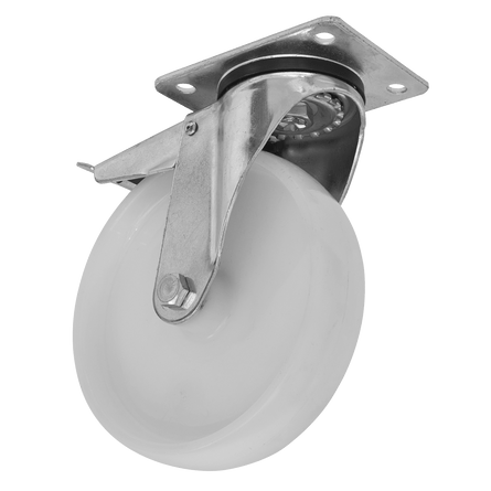 Sealey SCW4125SPLEM Heavy - Duty Nylon Castor Wheel Swivel with Total Lock 125mm - Trade - SCW4125SPLEM - Sealey Tools UK - Workshop Tool Storage