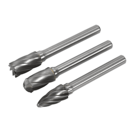 Sealey SDBCK3 Tungsten Carbide Rotary Burr Set 3pc Ripper/Coarse - SDBCK3 - Sealey Tools UK - Workshop Tool Storage