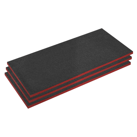 Sealey SFPK30R Easy Peel Shadow Foam® Red/Black 30mm - Pack of 3 - SFPK30R - Sealey Tools UK - Workshop Tool Storage