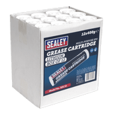 Sealey SGC12 Grease Cartridge EP2 Lithium 400g Pack of 12 - SGC12 - Sealey Tools UK - Workshop Tool Storage