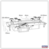 Sealey SJBEX200 Jacking Beam 2tonne with Arm Extenders & Flat Roller Supports - Jacking Beams - SLY-11257 - Sealey Tools UK - Workshop Tool Storage