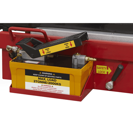 Sealey SJBEX200A Air Jacking Beam 2tonne with Arm Extenders & Flat Roller Supports - SJBEX200A - Sealey Tools UK - Workshop Tool Storage