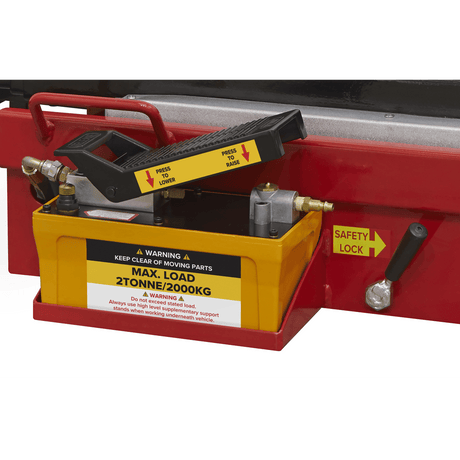Sealey SJBEX200A Air Jacking Beam 2tonne with Arm Extenders & Flat Roller Supports - SJBEX200A - Sealey Tools UK - Workshop Tool Storage