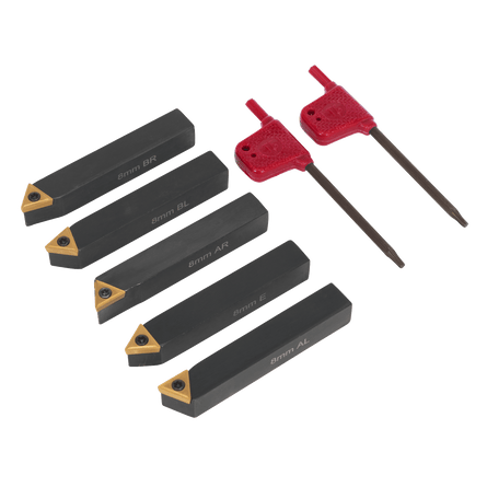 Sealey SM3025CS2 Indexable 8mm Lathe Turning Tool Set 5pc - SM3025CS2 - Sealey Tools UK - Workshop Tool Storage
