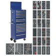 Sealey SPTCCOMBO1 Tool Chest Combination 14 Drawer with Ball Bearing Slides - Blue & 1179pc Tool Kit - SPTCCOMBO1 - Sealey Tools UK - Workshop Tool Storage