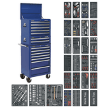 Sealey SPTCCOMBO1 Tool Chest Combination 14 Drawer with Ball Bearing Slides - Blue & 1179pc Tool Kit - SPTCCOMBO1 - Sealey Tools UK - Workshop Tool Storage