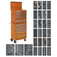 Sealey SPTOCOMBO1 Tool Chest Combination 14 Drawer with Ball Bearing Slides - Orange & 1179pc Tool Kit - SPTOCOMBO1 - Sealey Tools UK - Workshop Tool Storage