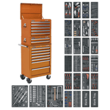 Sealey SPTOCOMBO1 Tool Chest Combination 14 Drawer with Ball Bearing Slides - Orange & 1179pc Tool Kit - SPTOCOMBO1 - Sealey Tools UK - Workshop Tool Storage
