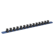 Sealey SR1214 Socket Retaining Rail with 14 Clips Aluminium 1/2"Sq Drive - SR1214 - Sealey Tools UK - Workshop Tool Storage